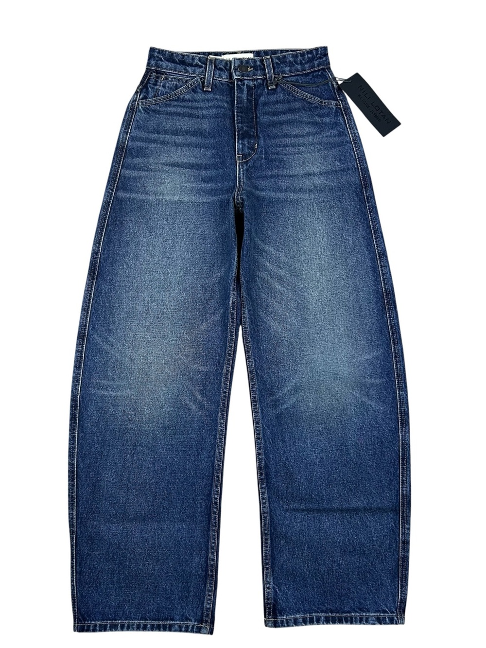 Nili Lotan Otis Barrel Leg Jeans Size 24 High Rise Simon Wash Denim Grunge NWT - Picture 2 of 16